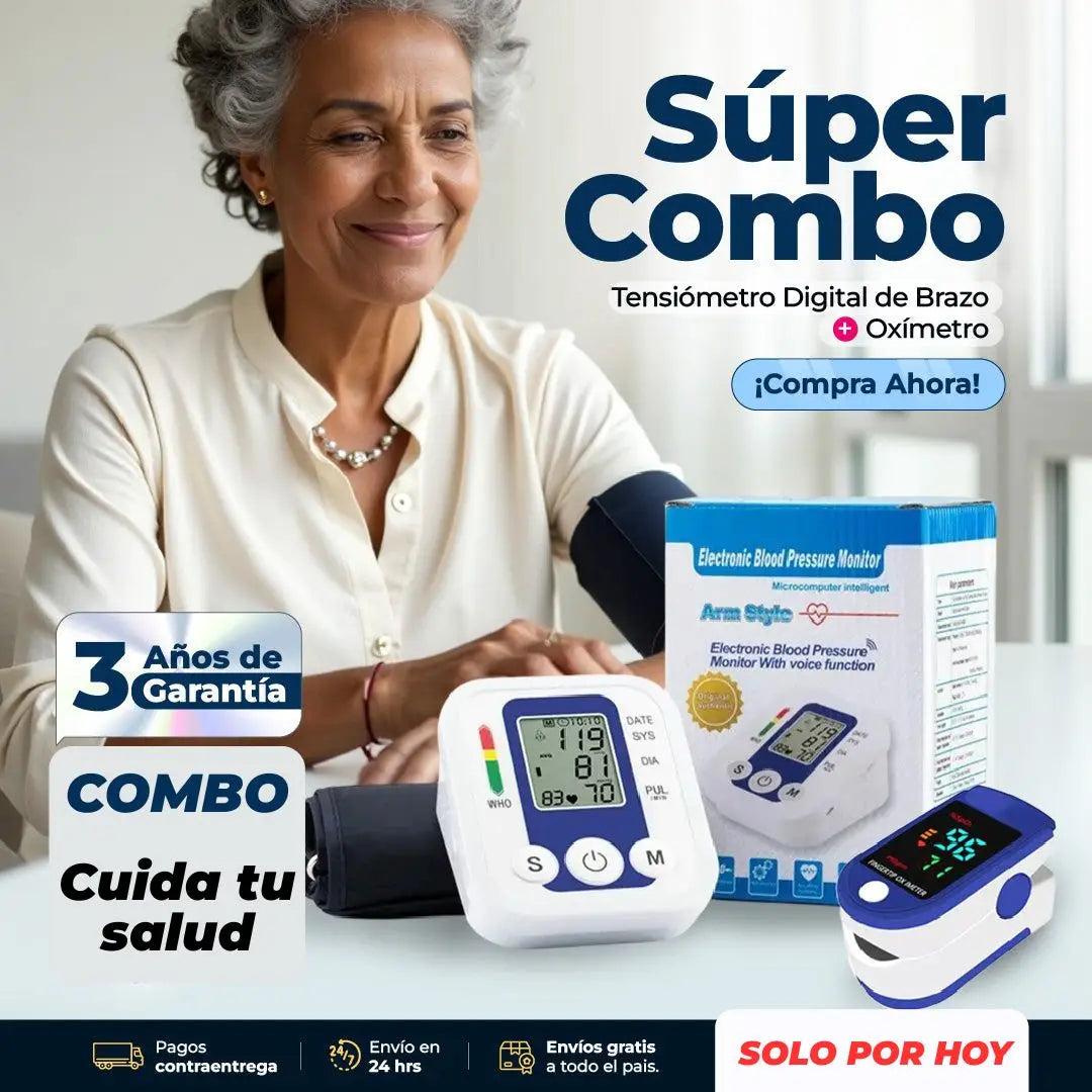Controla tu Presión en Casa: Tensiómetro + Oxímetro 2 en 1! 🎁